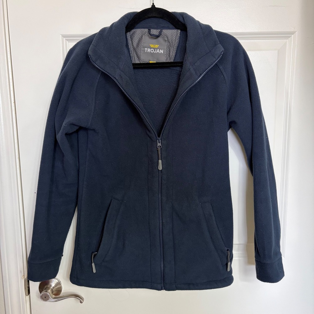 Trojan Mens Full Zip Fleece Jacket Navy Blue Soft Shell Workwear Small